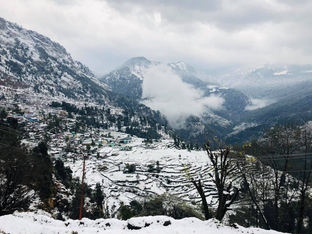 snow fall at Sari village, Uttarakhand